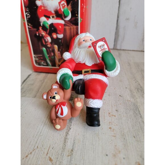 Vintage Santa Claus teddy bear stocking holder home decor unique - Picture 2 of 9